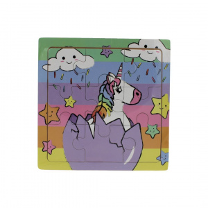 Puzzle lemn unicorn în ou și norișori - Img 1
