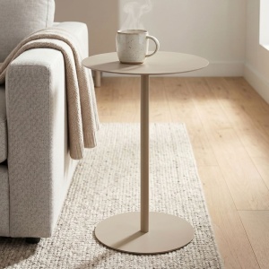 Round metal side table, beige, H&S Collection, 35 x 53 cm