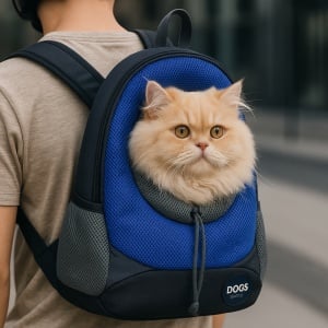 Rucsac reglabil pentru transportul animalelor, 42 x 35 x 16 cm, colecția Dogs, culoarea albastru