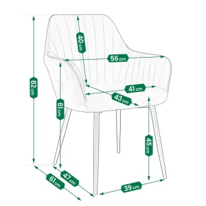 Scaun tapițat din catifea albastră CORA – design elegant JUMI