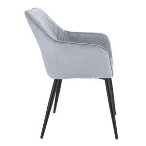 Scaun tapițat din catifea gri, APIS, cu picioare metalice – design modern, confortabil, brand Jumi