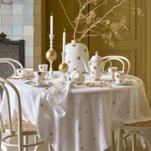 Set 2 boluri, din porțelan, Pip Studio, Dot Delight White-Gold, 15 cm, colecția Dot Delight