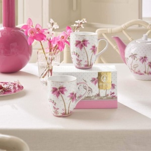 Set 2 căni, din porțelan, Pip Studio, Dots Gold Pink, 350 ml, colecția Jolie