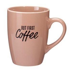 Set 2 căni Excellent Houseware, 340 ml, ceramică, „BUT FIRST Coffee”