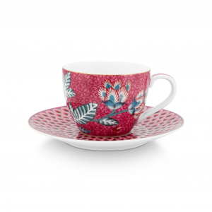 Set 2 cești cu farfurioare, Pip Studio, colecția Flower Festival, 120ml