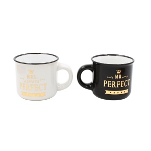 Set 2 Cești Espresso, Nekupto – “Mr. Perfect & Mrs. Always Perfect”, 2 x 80 ml