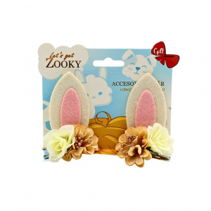 Set 2 clame Zooky urechiușe roz-alb