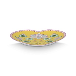 Set 2 farfurii, formă de inimă, Pip Studio, Yellow, 21.5 cm, colecția Lily & Lotus