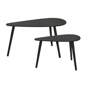 Set 2 Măsuțe de Cafea – Design Modern Negru – 80x40xH40 cm și 60x30xH35 cm