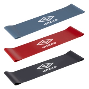 Set 3 benzi elastice fitness, Umbro®, niveluri diferite de rezistență, 30x7,6 cm