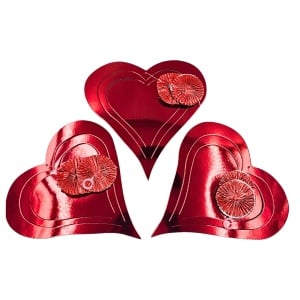 Set 3 decorațiuni, de agățat, în formă de inimioare, 60 cm