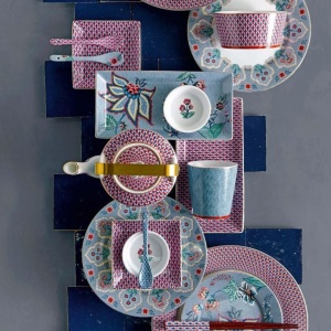 Set 4 farfurii din porțelan, Breakfast, Pip Studio, Light Blue, 21 cm, colecția Flower Festival