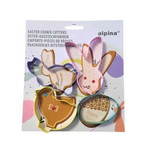 Set 4 forme, din metal, pentru prăjituri, model iepuraș, Alpina