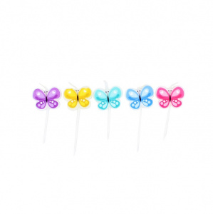 Set 5 lumânări Fluturași Multicolor - Img 1