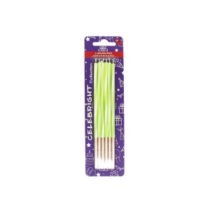 Set 6 lumânări pentru tort, Celebright, alb-verde, bază aurie, 15 cm
