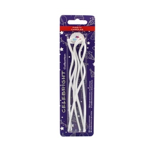 Set 6 lumânări pentru tort, curbate, alb, Celebright, 15.5 cm