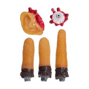 Set accesorii decorative Halloween, 5 piese – ochi, degete și ureche, efect realist