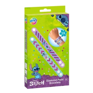 Set Brățări diamond painting, Stitch – 2 brățări cu pietricele strălucitoare, tool inclus, Moxy, 6+ ani