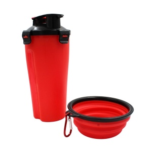 Set hrană animale Koopman, pentru apă și mâncare, compartimente duble 440 ml, Dogs Collection, fără BPA, FSC, roșu cu negru