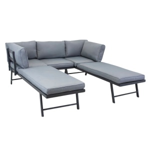 Set mobilier de grădina gri, modular, Jumi, cu 2 canapele și măsuță de cafea