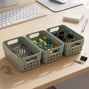 Set of 3 storage baskets, 350 ml, Storage Solutions, 12 x 7 x 5 cm, green