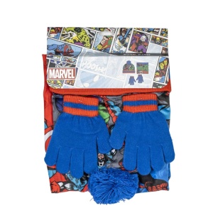 Set pentru copii, cu căciulă, mănuși și guler, personaj Avengers, Cerda