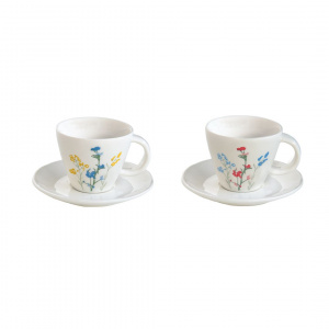 Set porțelan 2 cești și farfurii 120ml Mille Fleurs - Img 1