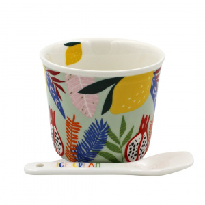 Set porțelan bol cu linguriță IceCream lămâie