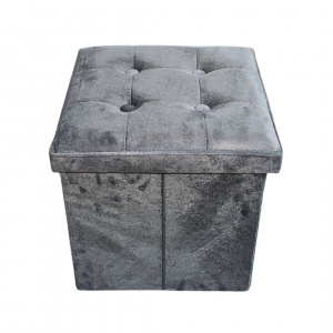 Taburet cu spațiu depozitare 38x38x38 cm catifea gri