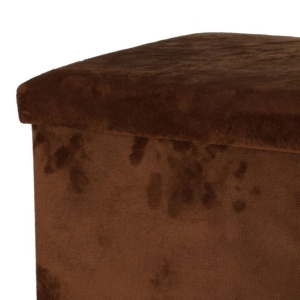 Taburet pliabil catifelat cu spațiu de depozitare - Storage Solutions®, tip cutie, otoman, culoare maroniu, 38x38x38 cm