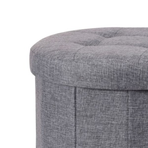 Taburet pliabil rotund cu spațiu de depozitare - Storage Solutions®, tip cutie, culoare gri, 45x45x39 cm