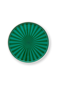 Tavă rotundă pentru tort din porțelan, Pip Studio, Stripes Emerald-Green, 24cm, colecția Love Birds24cm