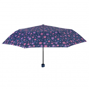 Umbrelă damă MINI manuală Perletti albastru cu flori - Img 1
