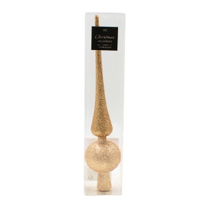 Vârf pentru brad, auriu glitter, 27.5 cm