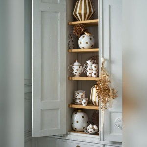 Vaza decorativă, din metal, Pip Studio, White-Gold, 35 cm, colecția Royal Dot Delight