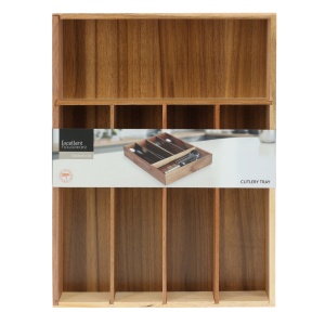 Organizator tacâmuri din lemn 35 x 26 x 5 cm – suport sertar bucătărie, 5 compartimente