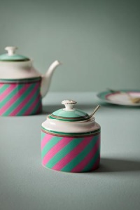 Zaharniță porțelan, Pip Studio, Stripes Pink-Green, 550ml, colecția Pip Chique