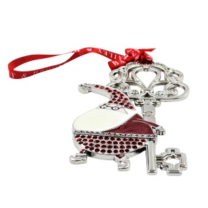 Decorațiune metalică Bailey & Brook, Moș Crăciun cu Cheia Magică a Crăciunului, cutie cadou elegantă