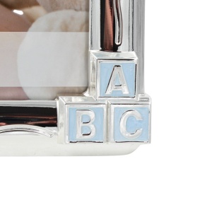 Ramă Foto BABY AZAY Albastră cu Elemente Decorative, 10x15 cm, Ramă Foto Băieți, Cadou Botez / Nou-Născut, Cutie Cadou Inclusă