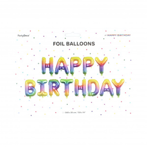 Baloane party, model Happy Birthday curcubeu, 340x35 cm