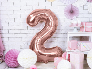 Balon cifra 2, roz, 35 cm