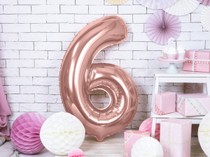 Balon cifra 6, roz, 35 cm