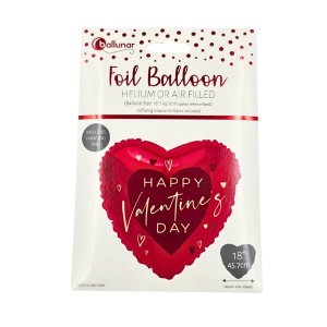 Balon din folie, pentru ziua îndrăgostiților, model Happy Valentine's Day, formă inimioară, 45.7 cm