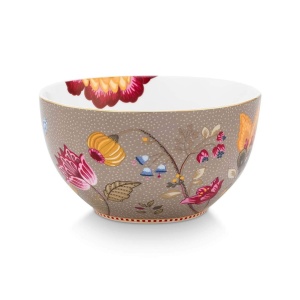 Bol din porțelan, Pip Studio, Khaki, 15 cm, colecția Blooming Tales