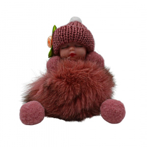 Breloc puf roz model bebeluș adormit