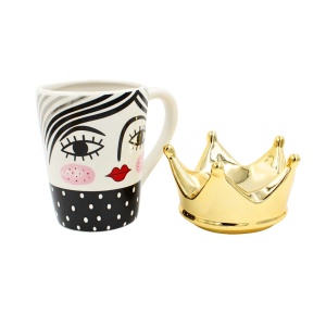 Cană cu capac Queen, 14x10x17,5cm, Hoff Interieur