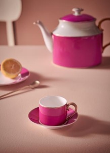 Cană espresso cu farfurioară, Pip Studio, 120 ml, colecția Pip Chique, Gold-Pink