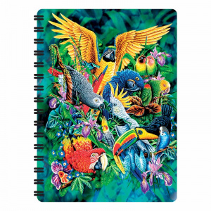 Carnețel zoo cu spirală 3D "LiveLife - Birds of the tropics"