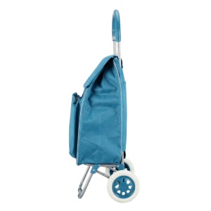 Cărucior de cumpărături Excellent Houseware, pliabil cu 2 roți, buzunar frontal, albastru, 30L