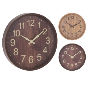 Ceas decorativ de perete, cu aspect de lemn, culoare bej, 30 cm, design modern